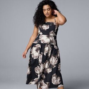 Simply Vera Vera Wang Black and Cream Floral Maxi Dress